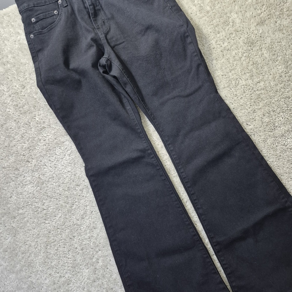 Levis Jeans 726 High Rise Flare Womens 29/30 Black Slim Stretch Disco 70s Retro - Picture 10 of 14